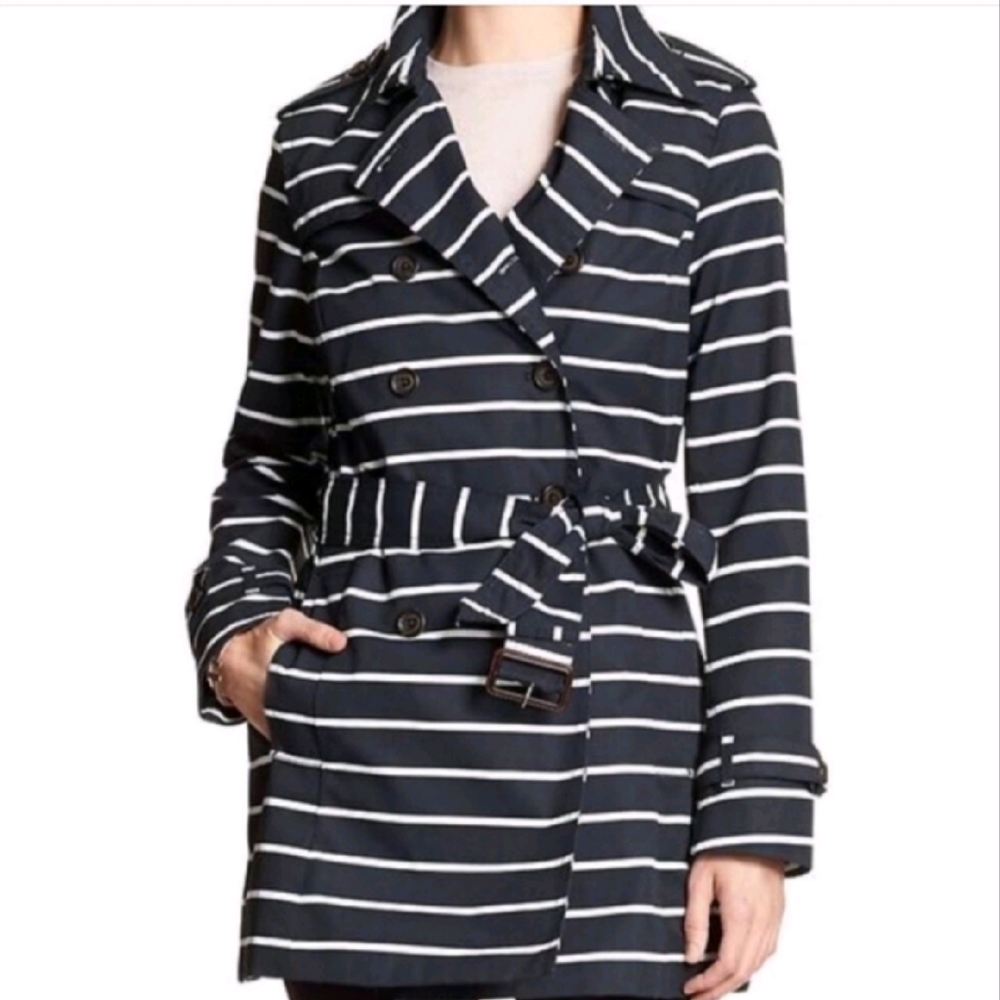 BR Pinstriped Trench Coat